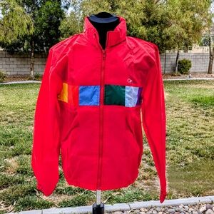VTG 80s Ocean Pacific Montabert 2 Windbreaker Jacket Red Med OP Colorblock EUC